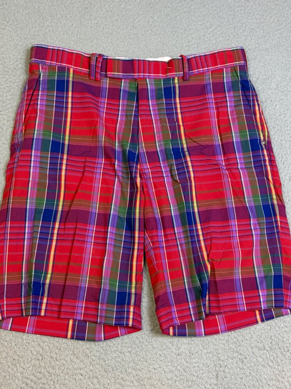 RLX Ralph Lauren Golf Shorts Men’s Size 34 Red Plaid Preppy Stretch Casual